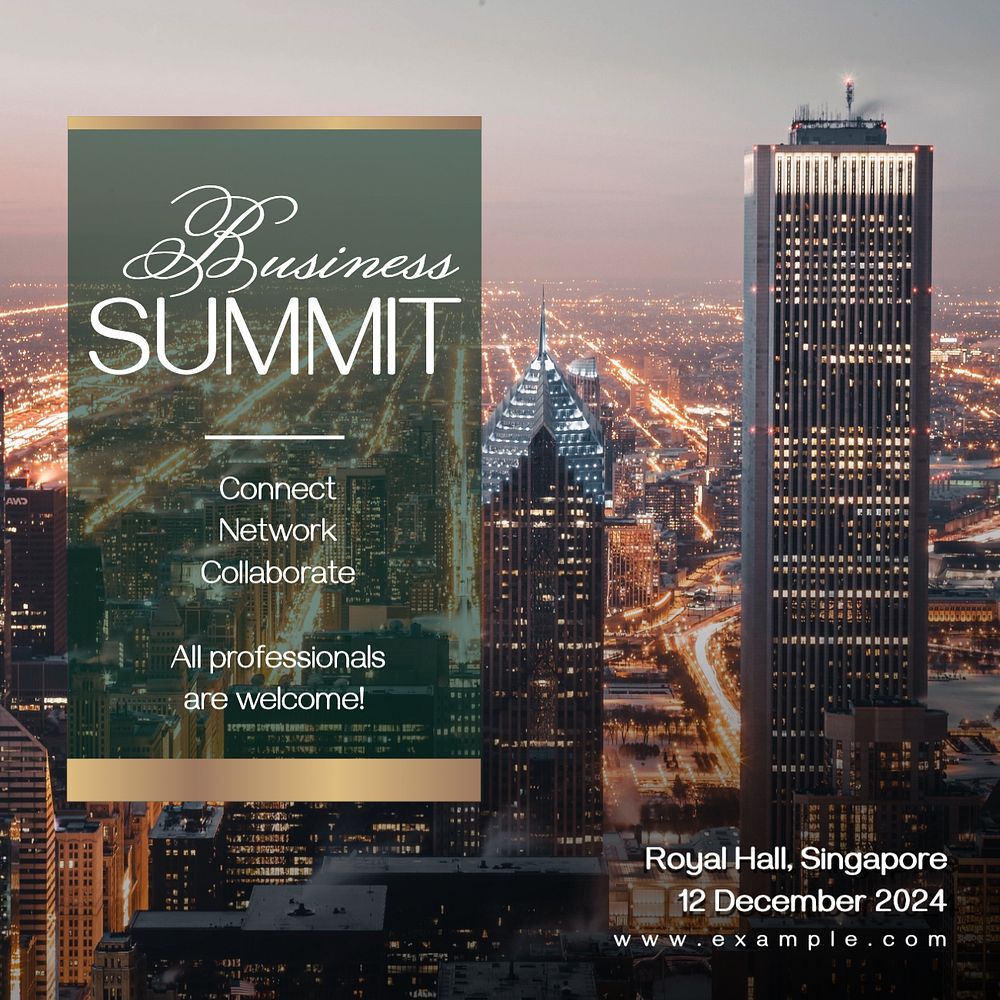 Business summit Instagram post template, editable text