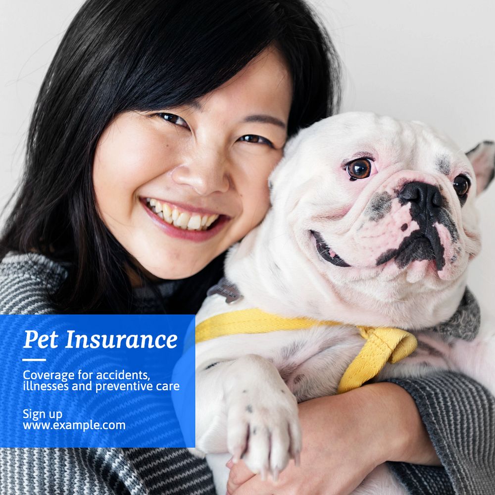 Pet insurance Instagram post template, editable text