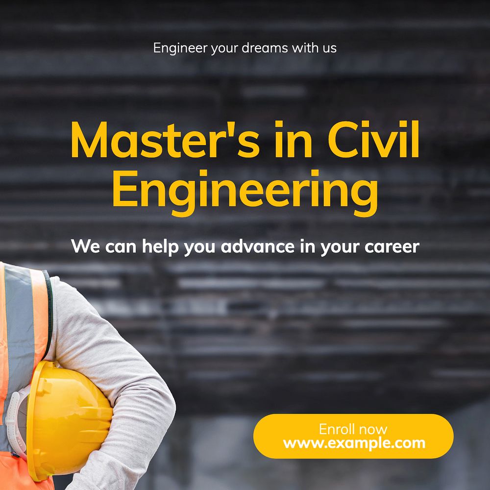 Civil engineering Instagram post template, editable text