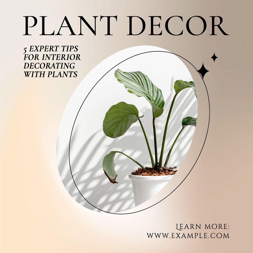 Plant decor Instagram post template, editable text