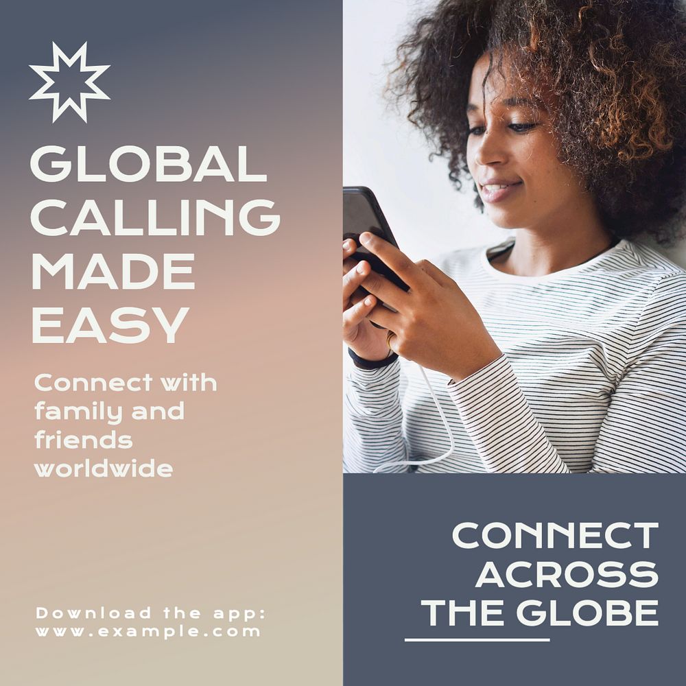 Global calling Facebook post template, editable design