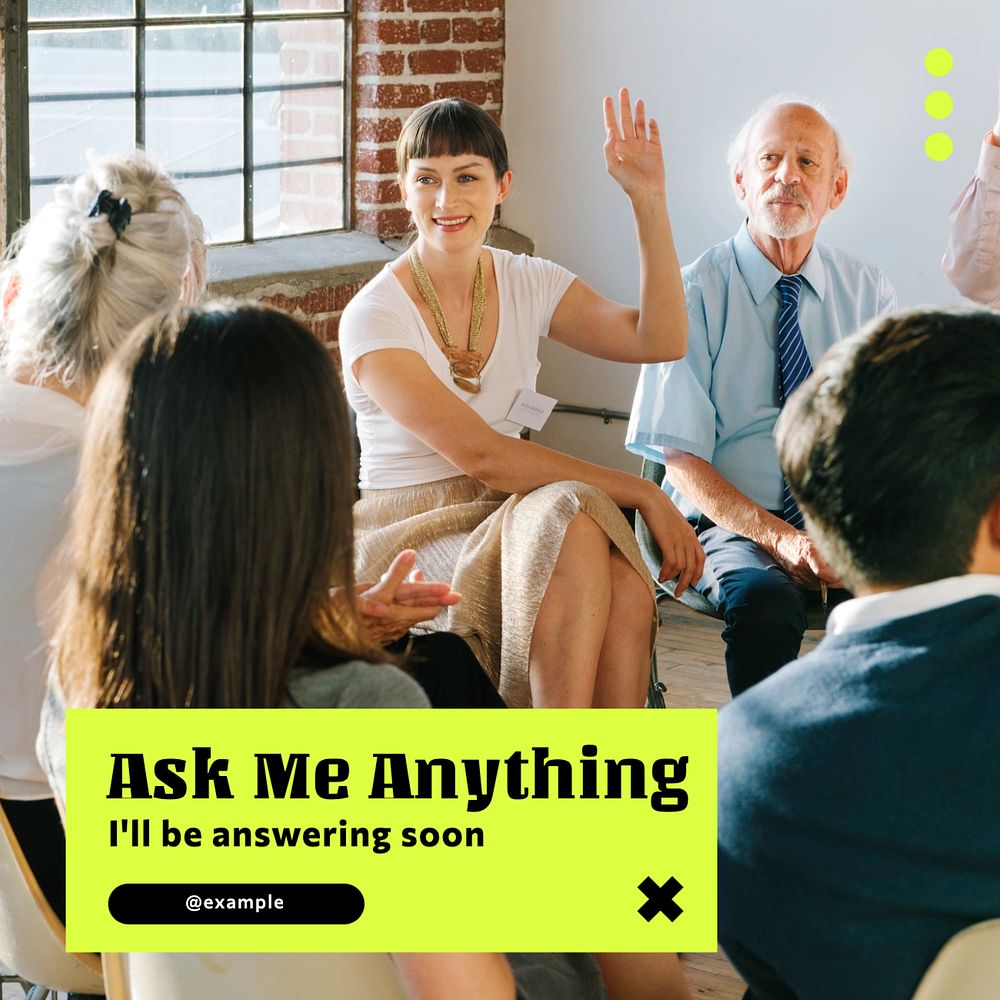 Ask me Instagram post template, editable text 