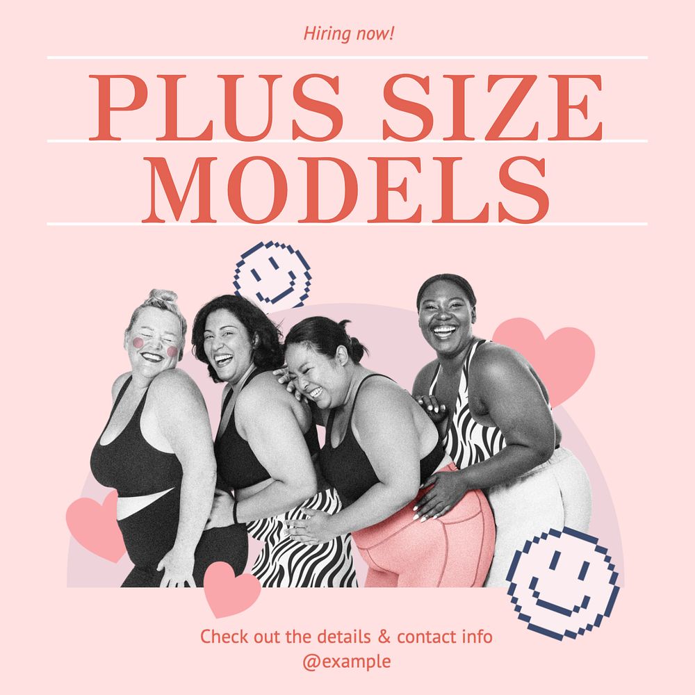 Plus size model Instagram post template, editable text