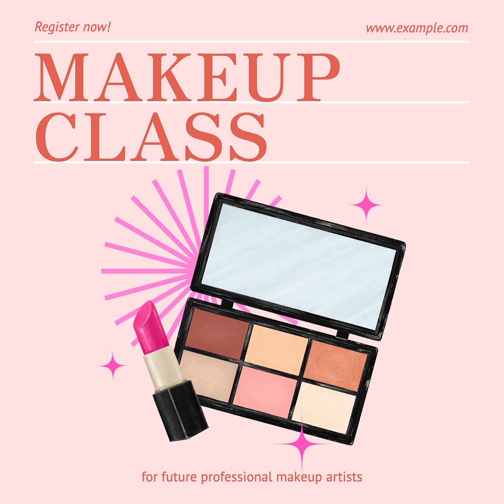 Makeup class Instagram post template, editable text