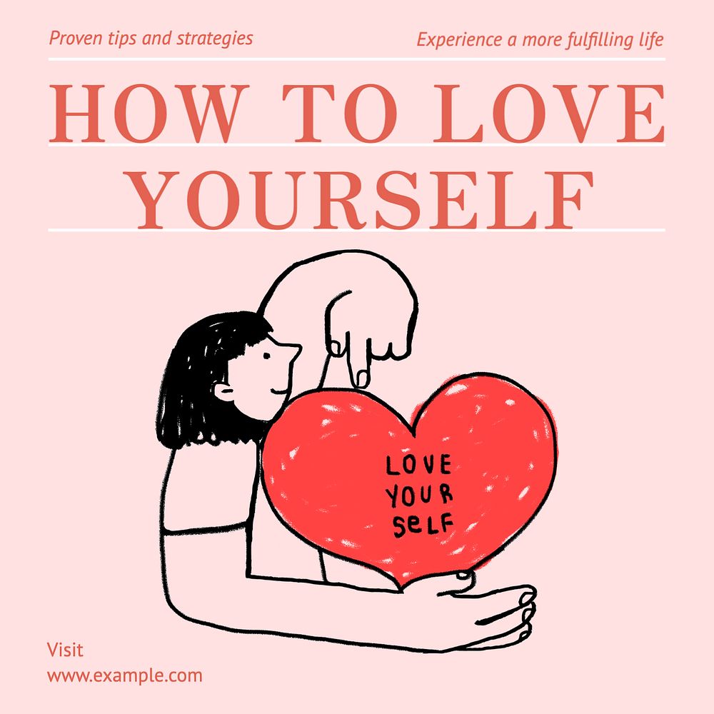 Love yourself Instagram post template, editable text