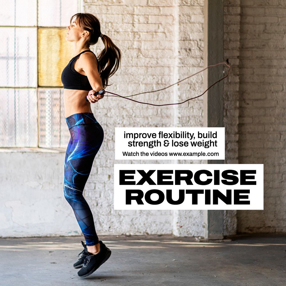 Exercise routine Instagram post template, editable text