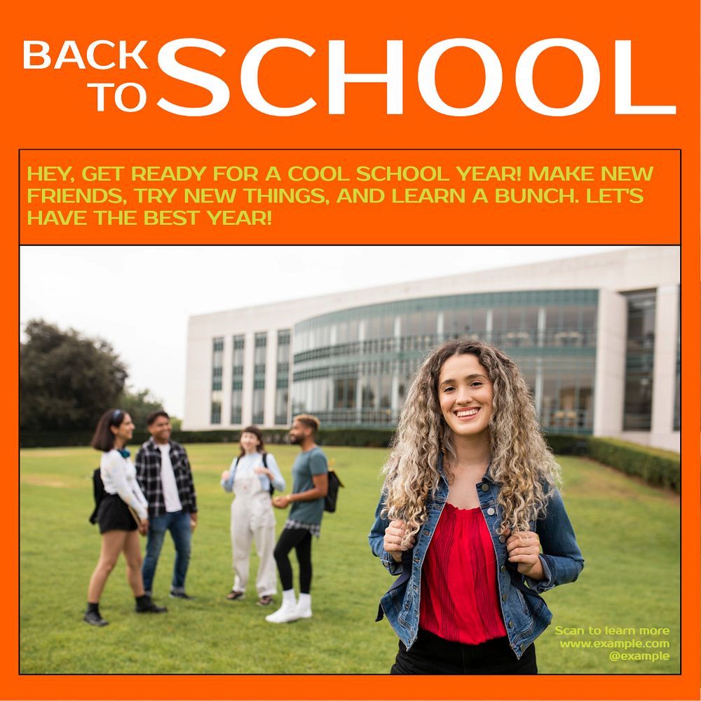 Back to school Instagram post template, editable design