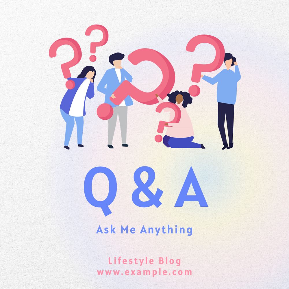 Questions & answers Instagram post template, editable text