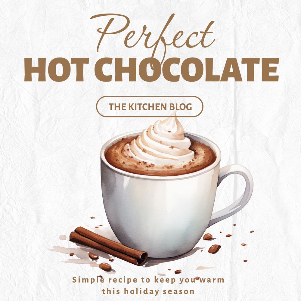 Perfect hot chocolate Instagram post template, editable text