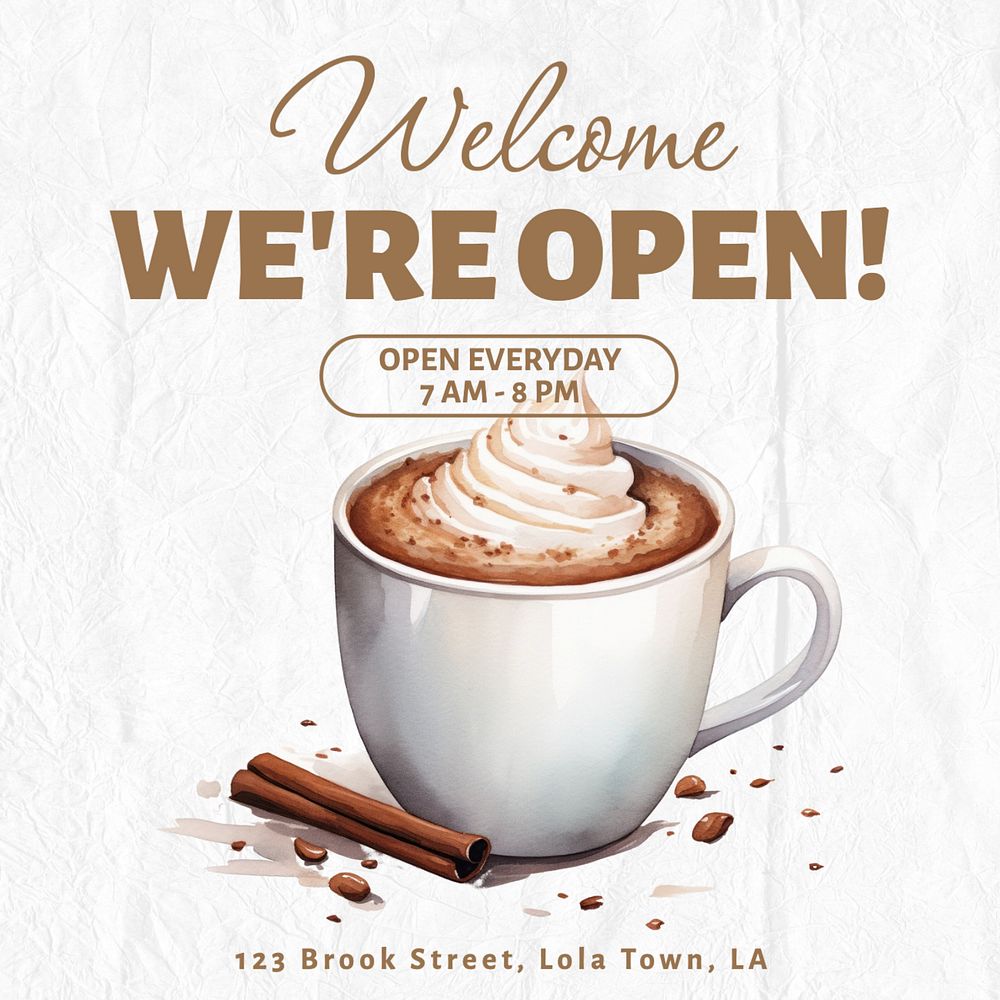 We're open Instagram post template, editable text