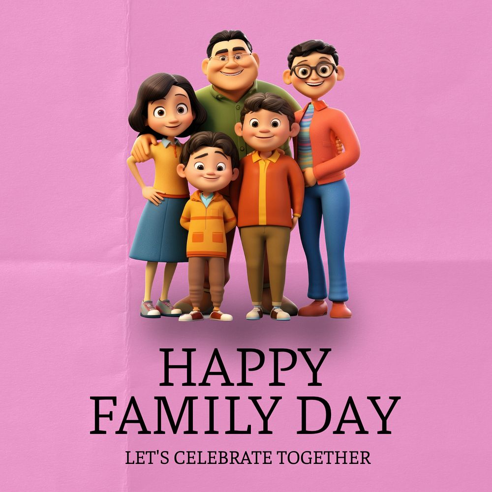 Happy family day Instagram post template, editable text