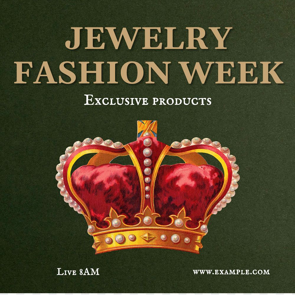 Jewelry fashion week Instagram post template, editable text