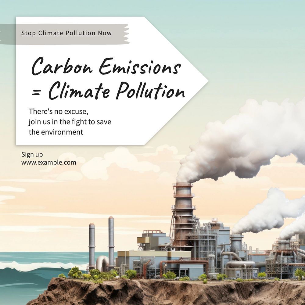 Climate pollution Instagram post template, editable text