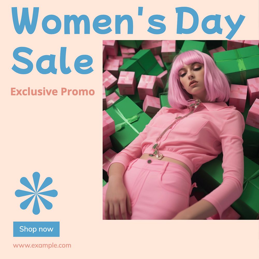 Women's Day Sale Instagram post template, editable text