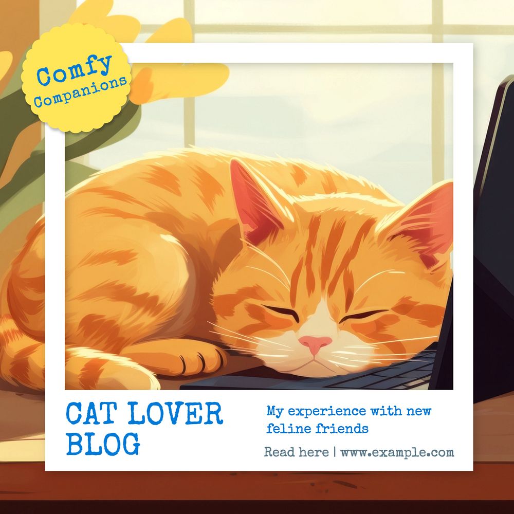 Cat lover Instagram post template, editable text