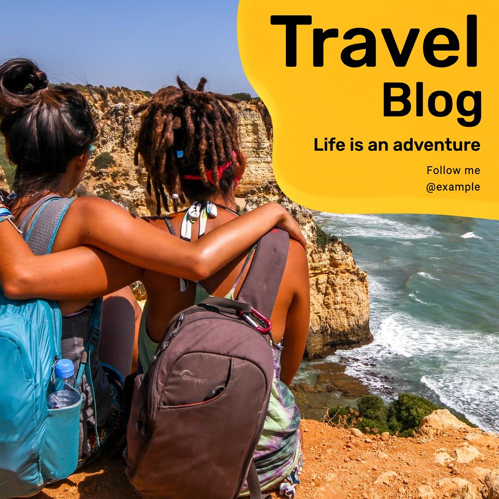 Travel blog Instagram post template, editable design