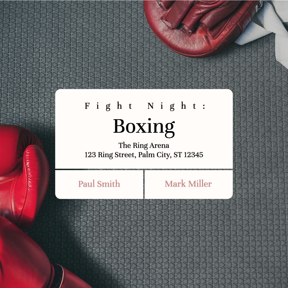 Boxing night Instagram post template, editable design