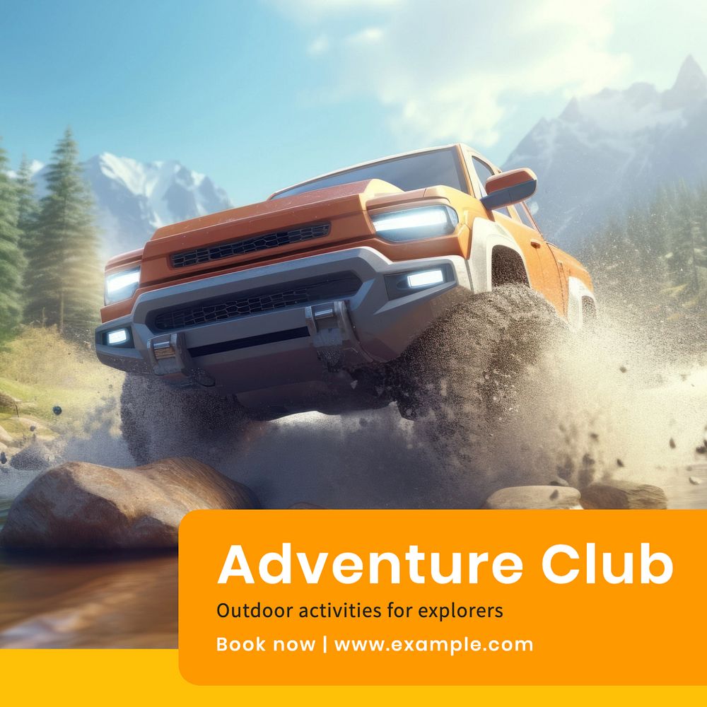 Kids adventure club Instagram post template, editable text