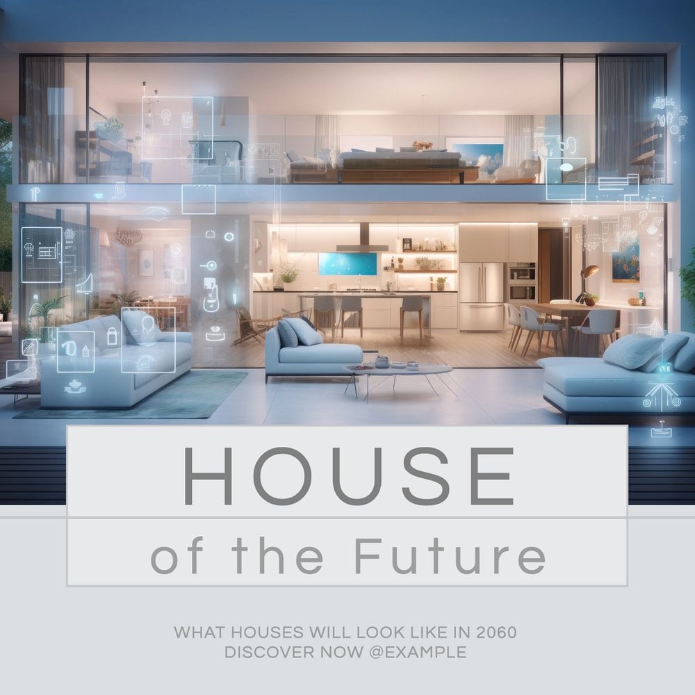 Future houses Instagram post template, editable text