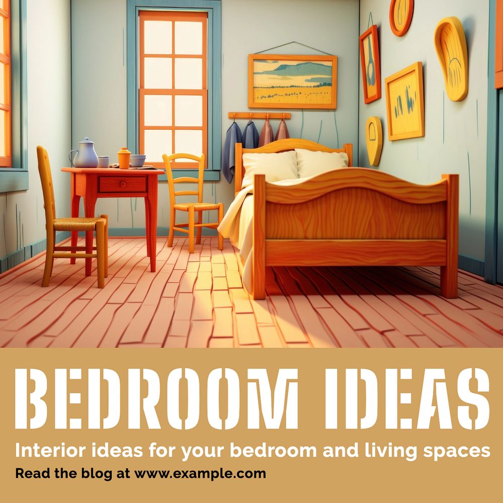 Bedroom ideas Instagram post template, editable text