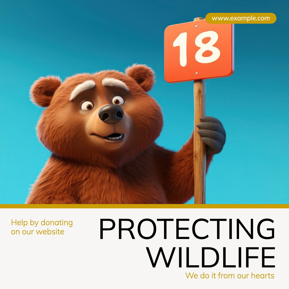 Protecting wildlife Instagram post template, editable text