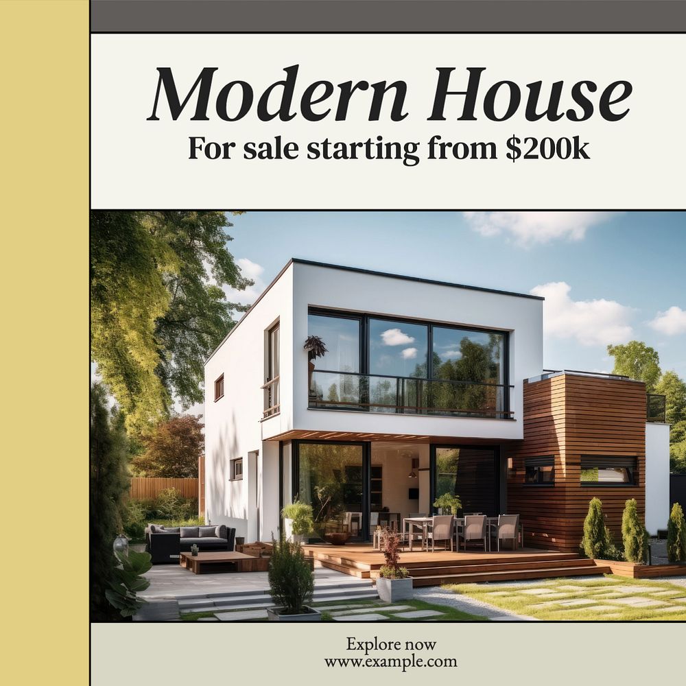 Modern house Instagram post template, editable text