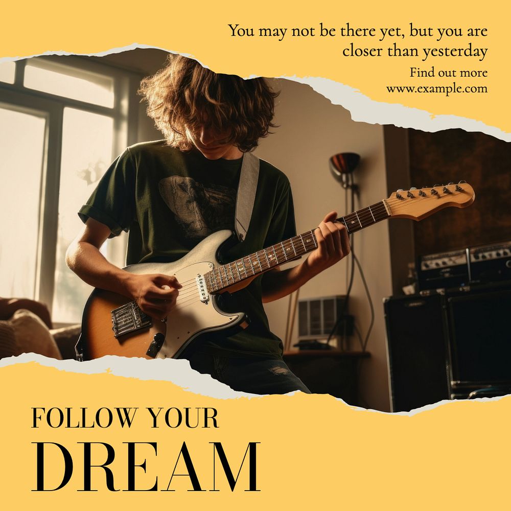 Follow your dreams Instagram post template, editable text