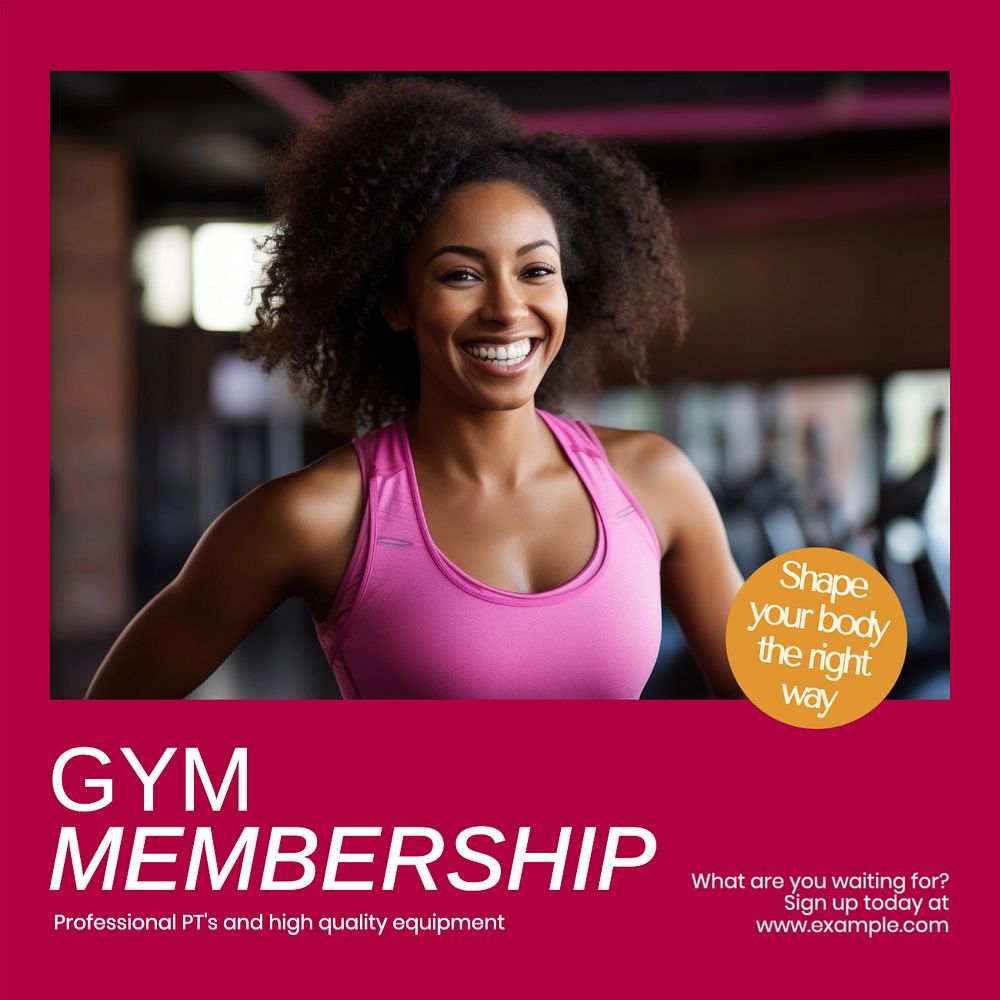 Gym membership Instagram post template, editable text