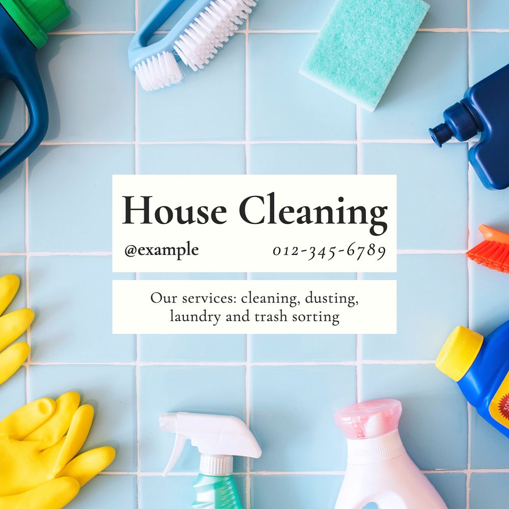 Cleaning service  Instagram post template, editable text