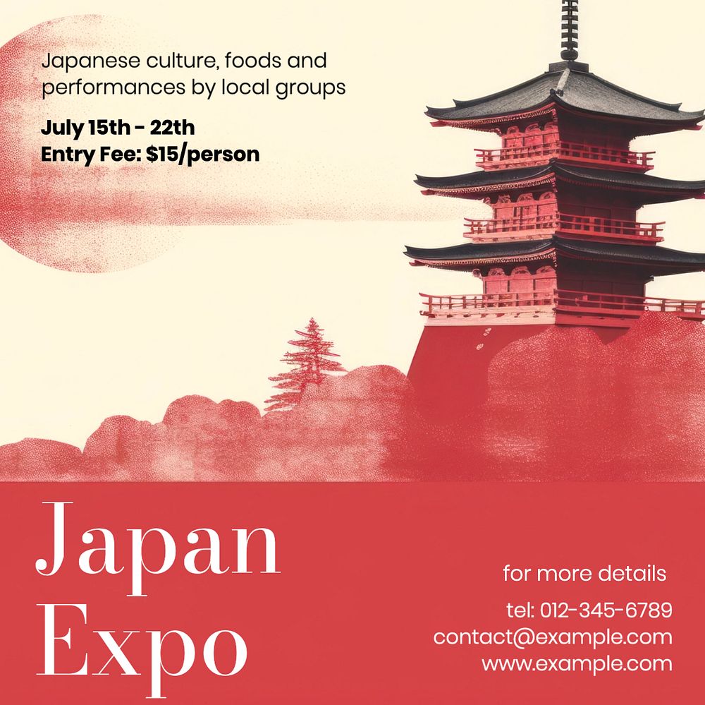 Japan Expo Instagram post template, editable text