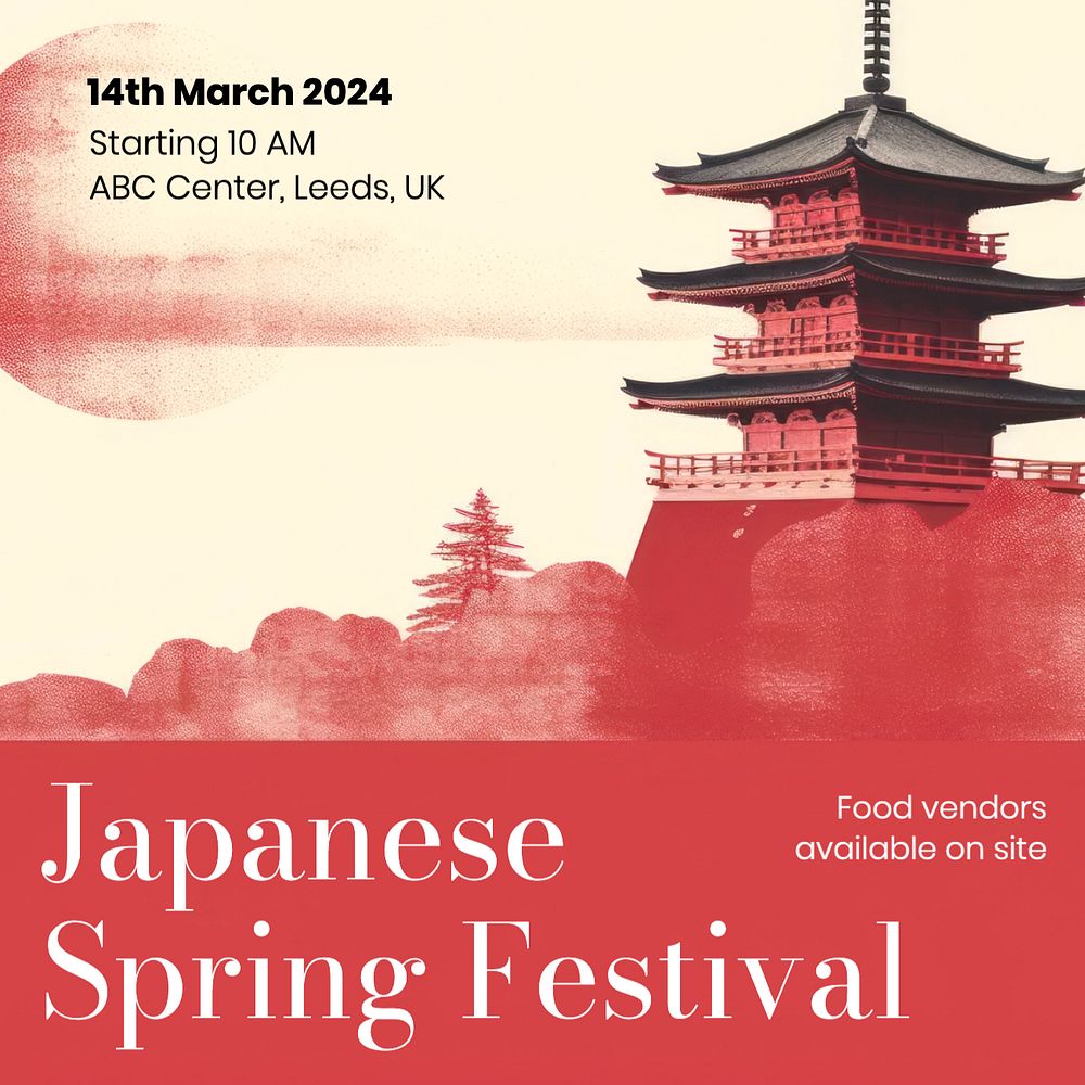 Spring festival Instagram post template, editable text