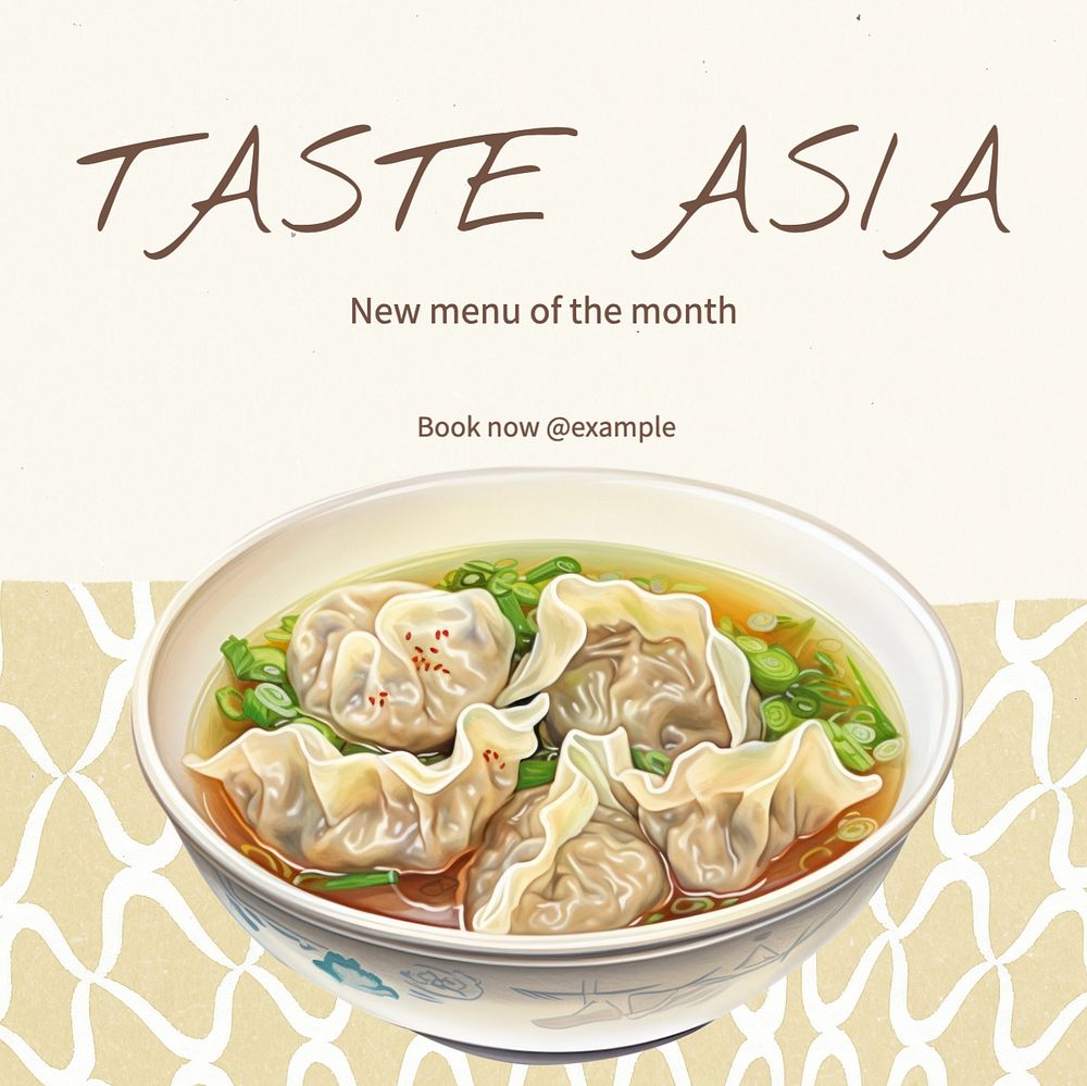 Taste asia Instagram post template, editable text