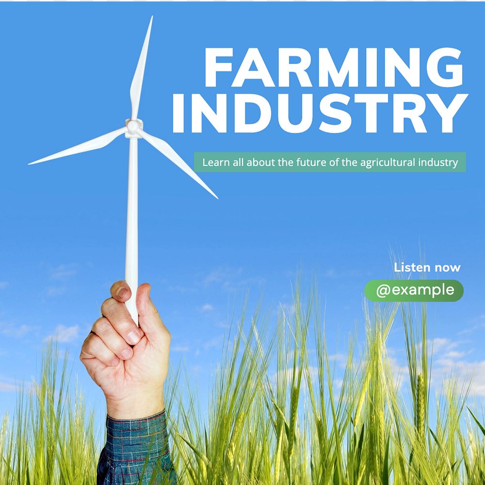 Farming industry  Instagram post template, editable text