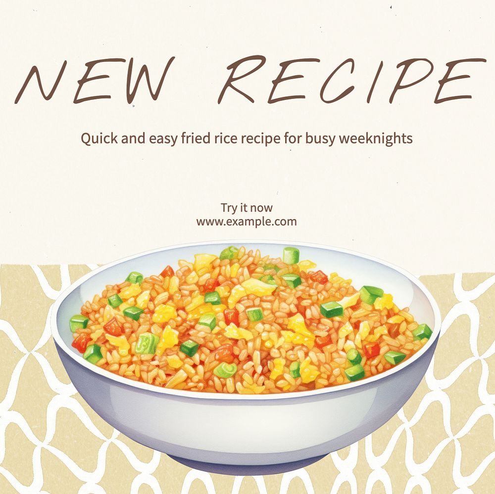 New recipe Instagram post template, editable text