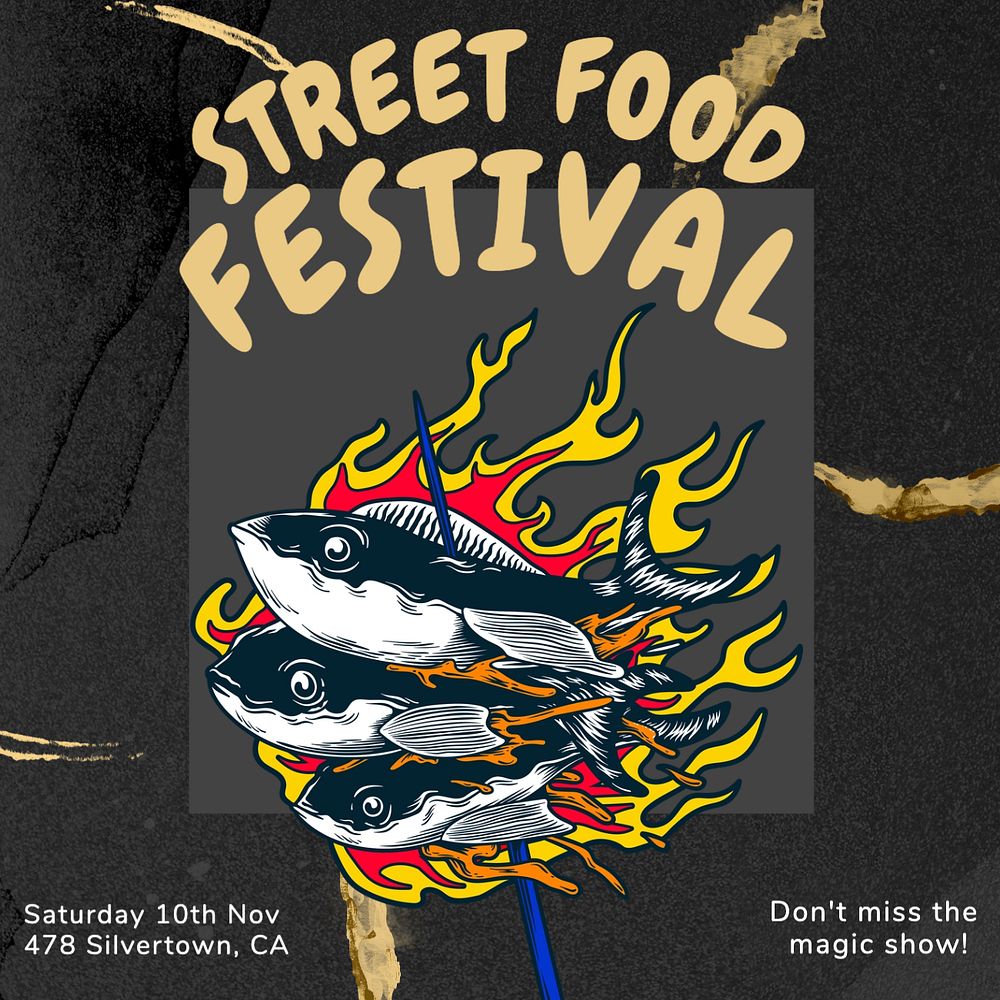 Street food festival Facebook post template, editable design