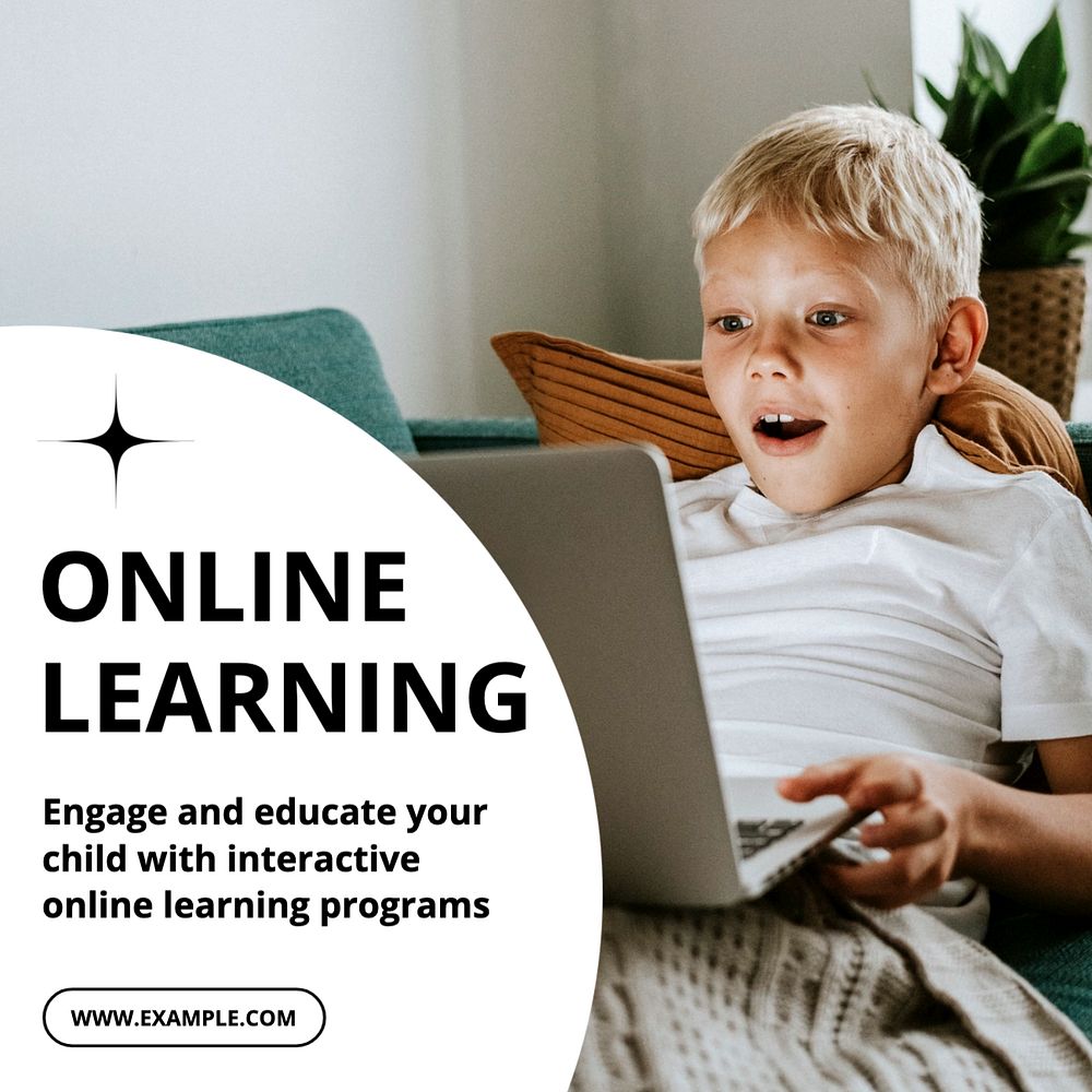 Online learning Instagram post template, editable text