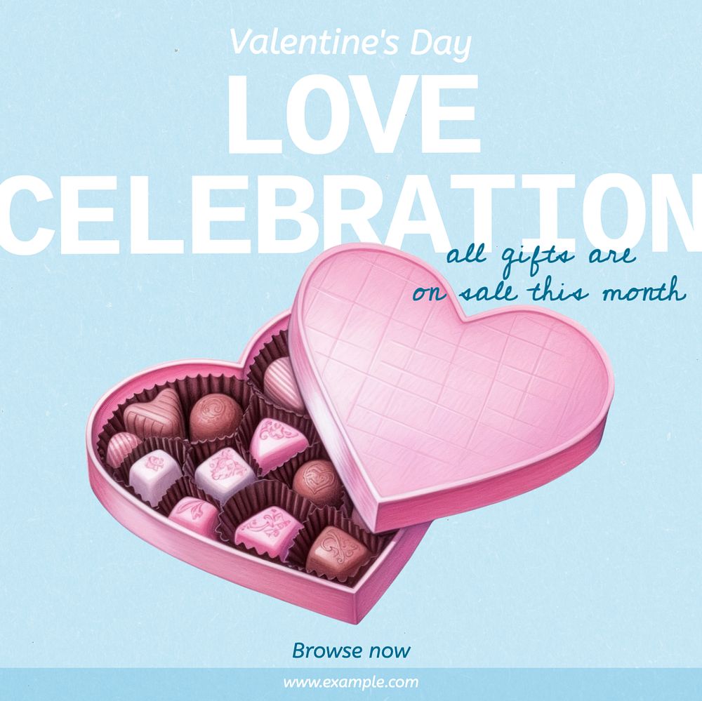 Love celebration Instagram post template, editable text