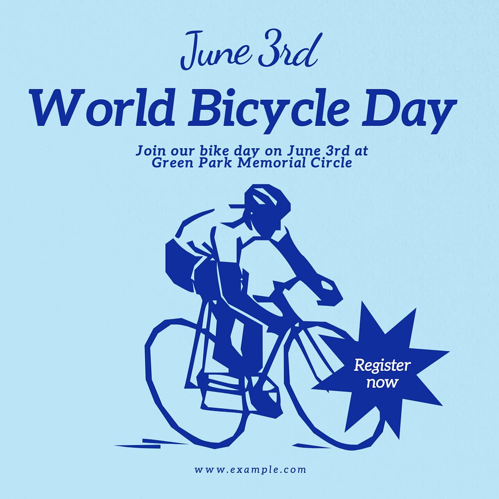 World bicycle day Facebook post template, editable design