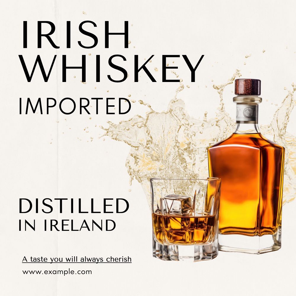 Irish whiskey Instagram post template, editable text