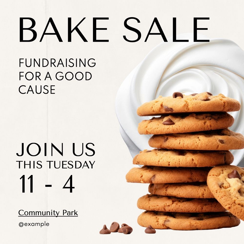 Bake sale Instagram post template, editable text