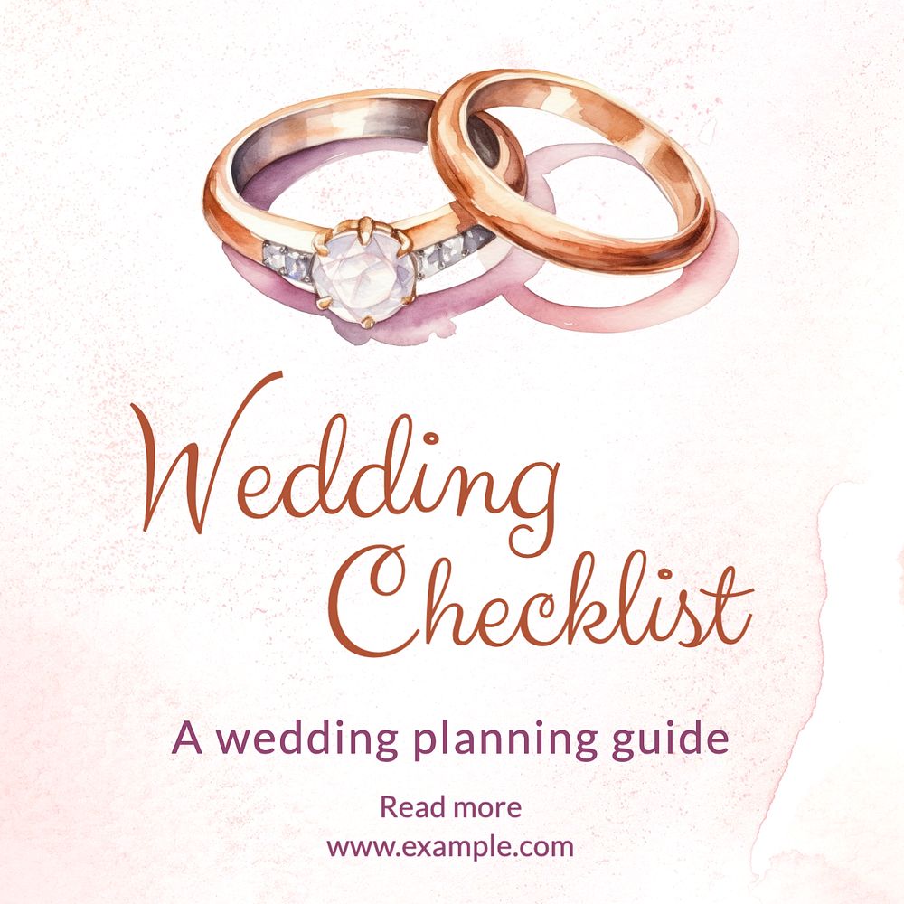 Wedding checklist Instagram post template, editable text