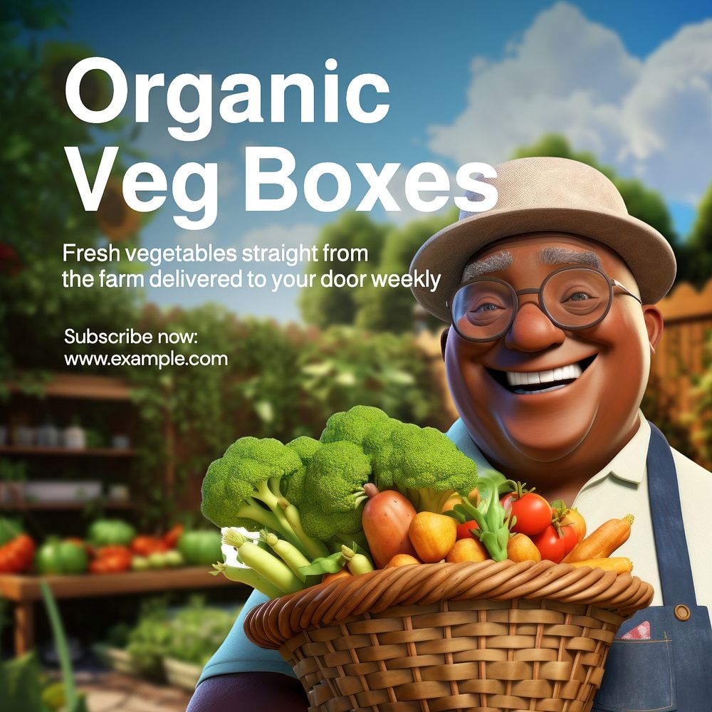 Organic vegetable delivery Instagram post template, editable text