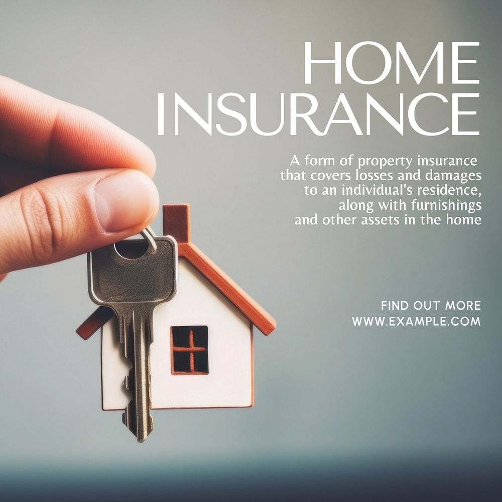 Home insurance Instagram post template, editable text