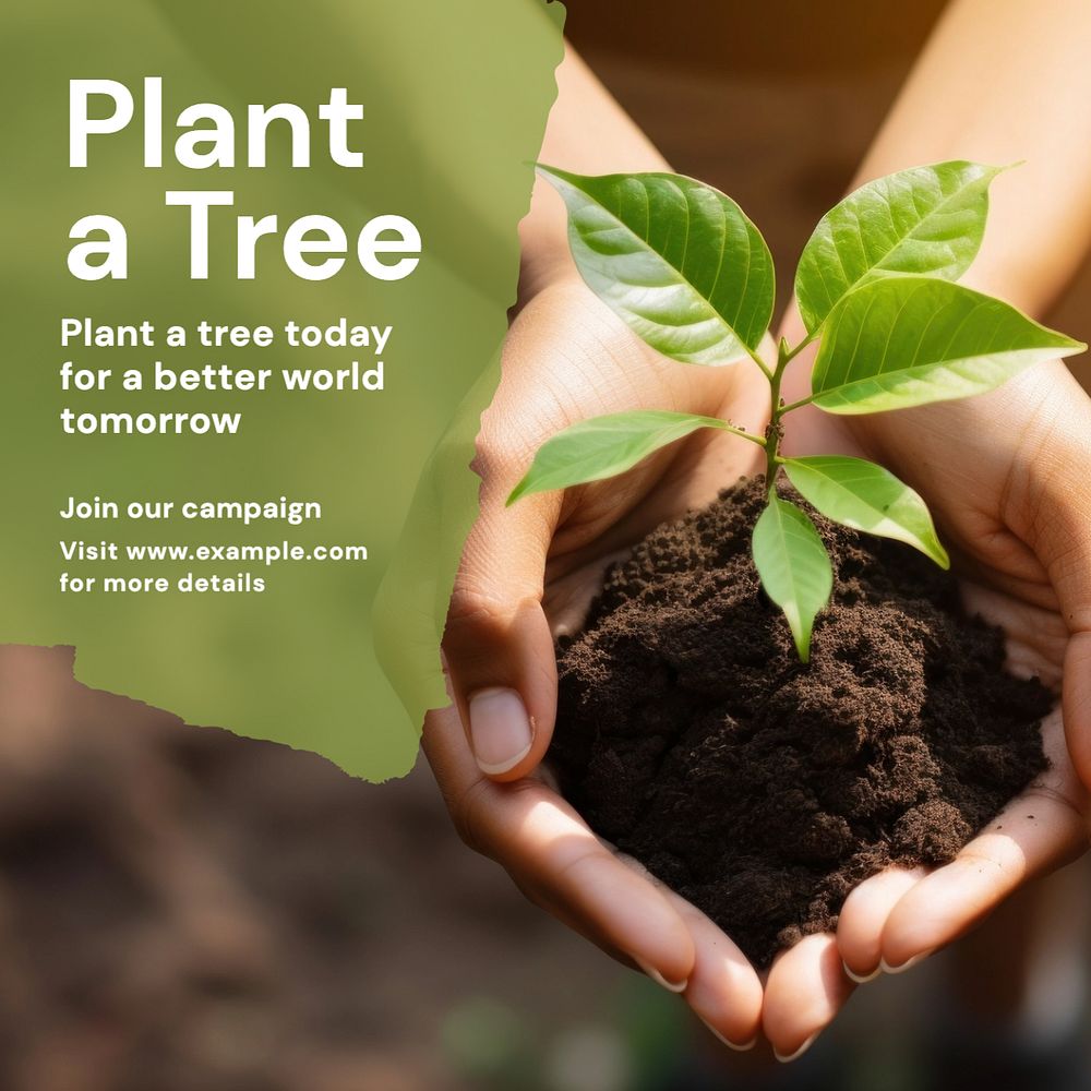 Plant a tree Instagram post template, editable text