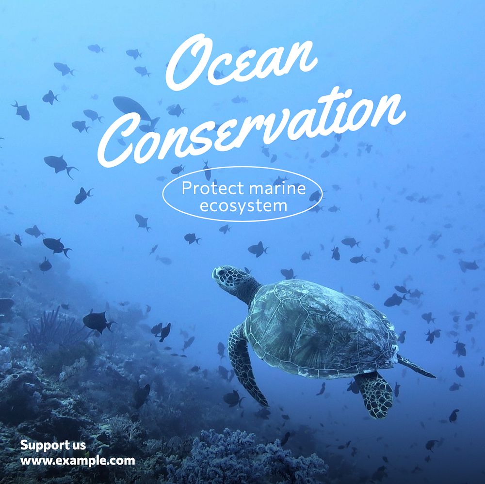 Ocean conservation Instagram post template, editable text