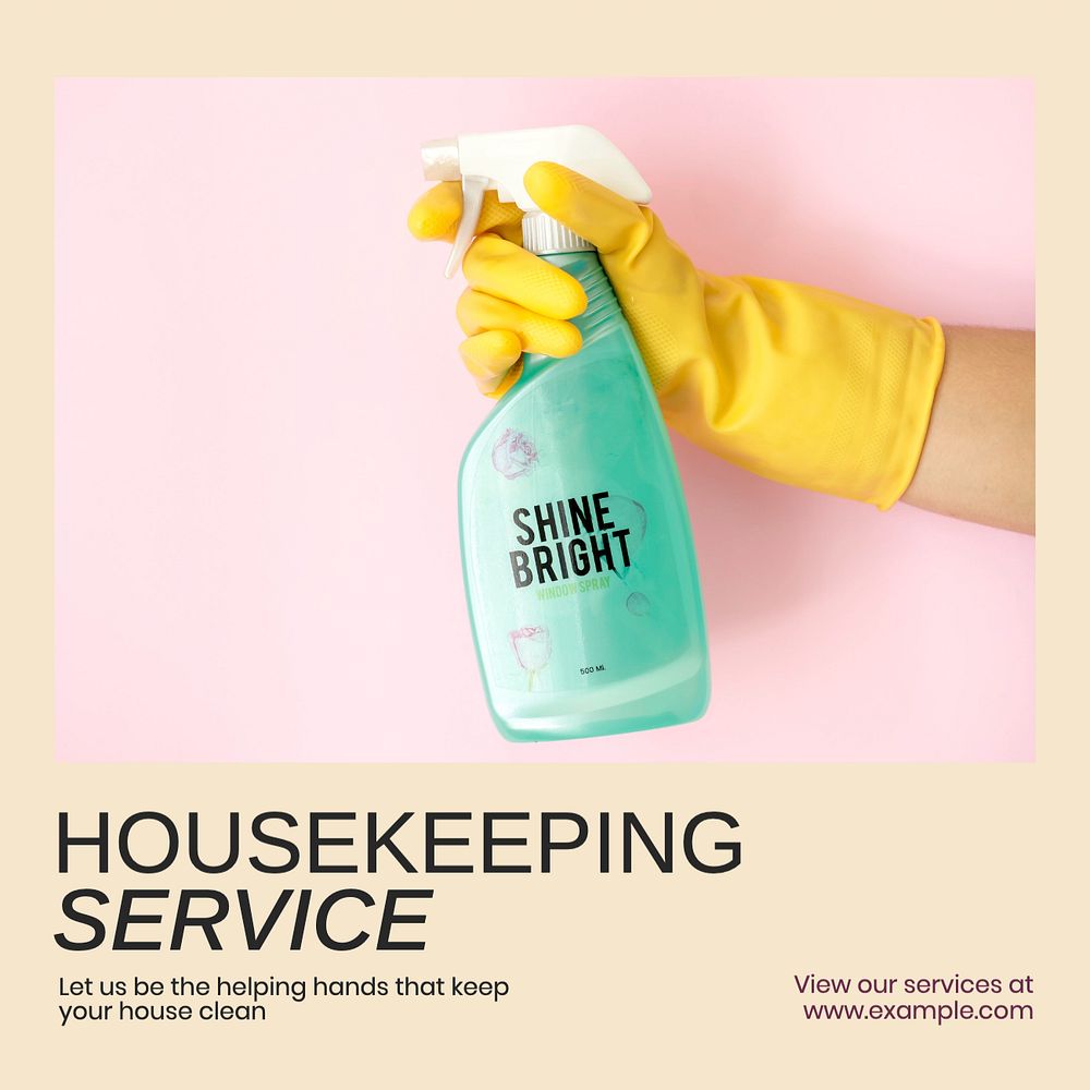 Housekeeping service Instagram post template, editable text