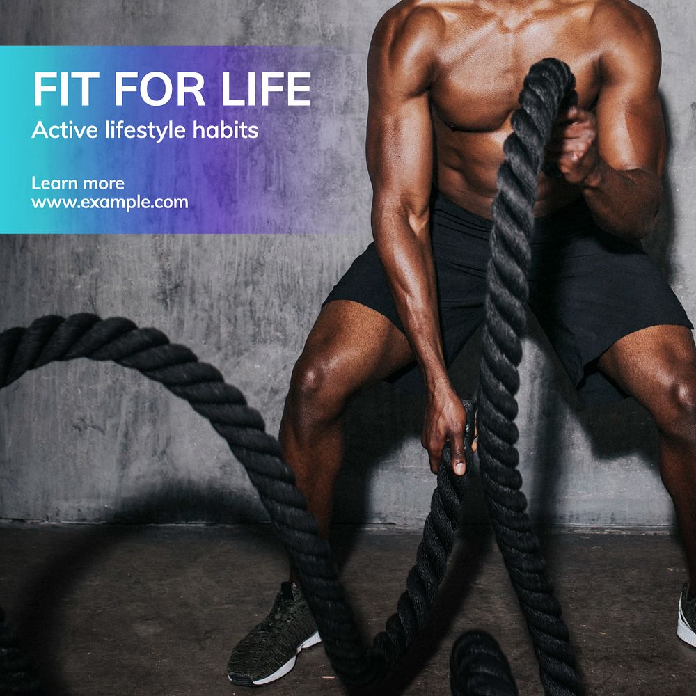 Active lifestyle Instagram post template, editable text