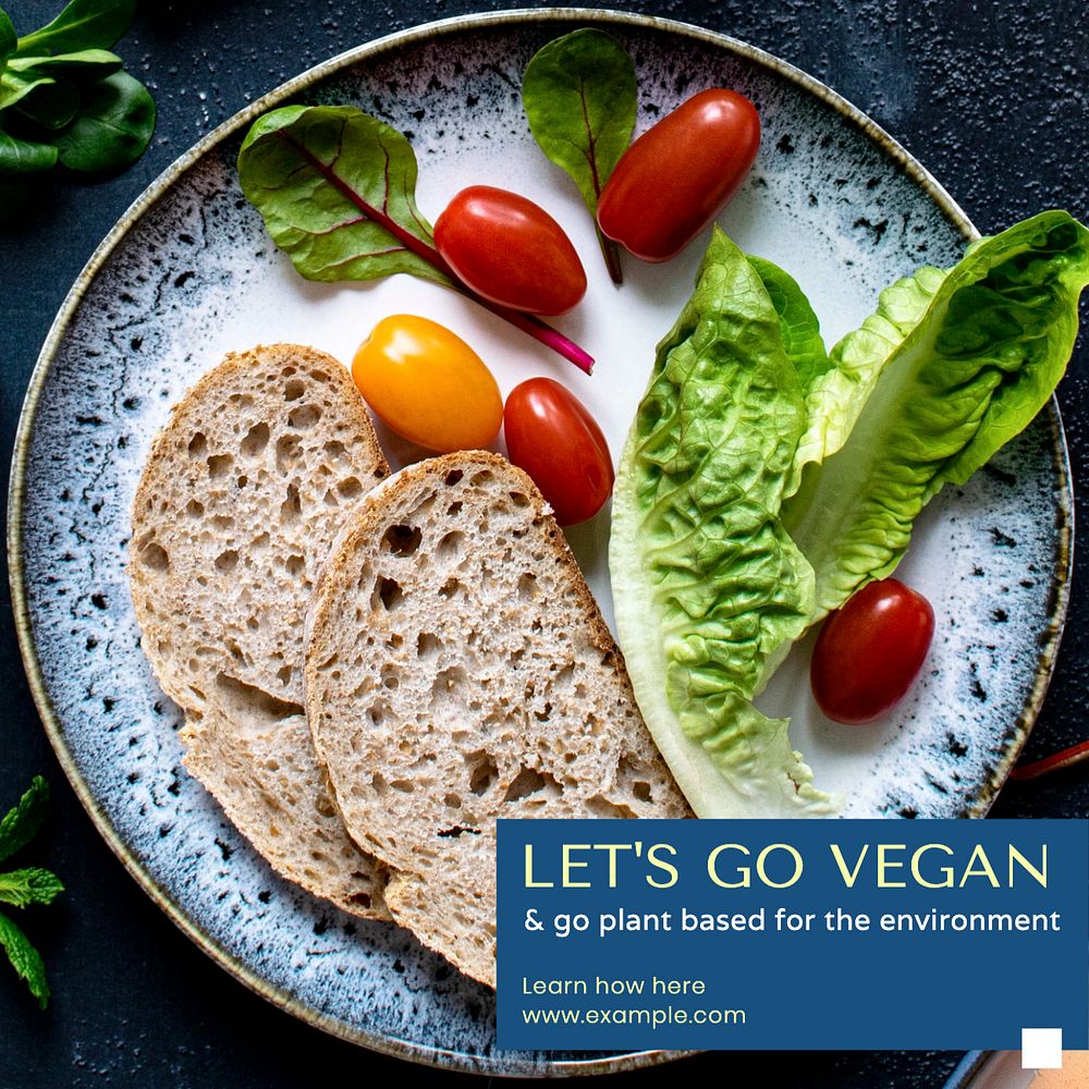 Go vegan Instagram post template, editable text