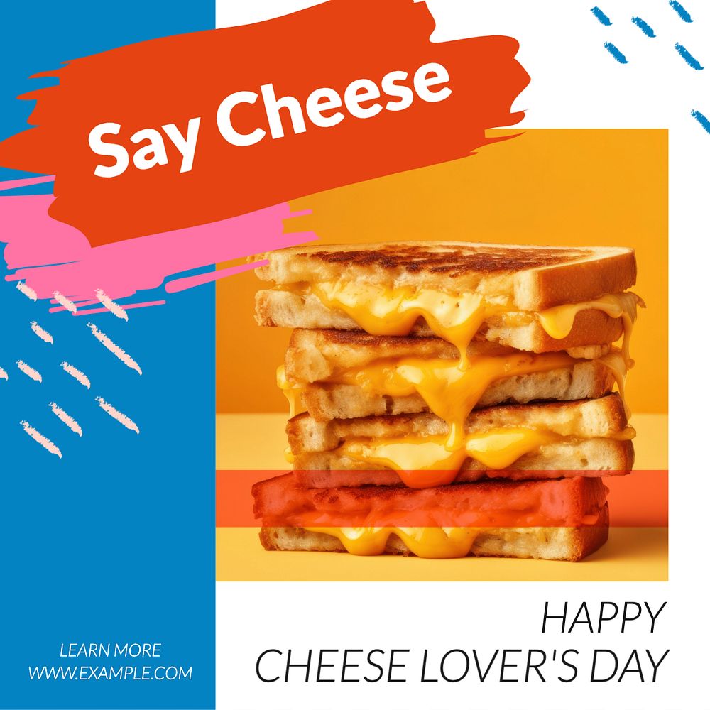 Cheese lover's day Instagram post template, editable text