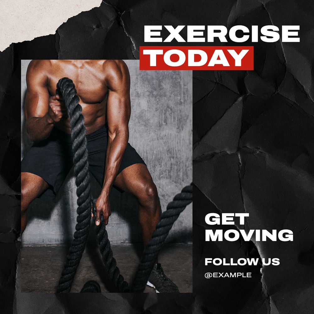 Exercise today Instagram post template, editable text